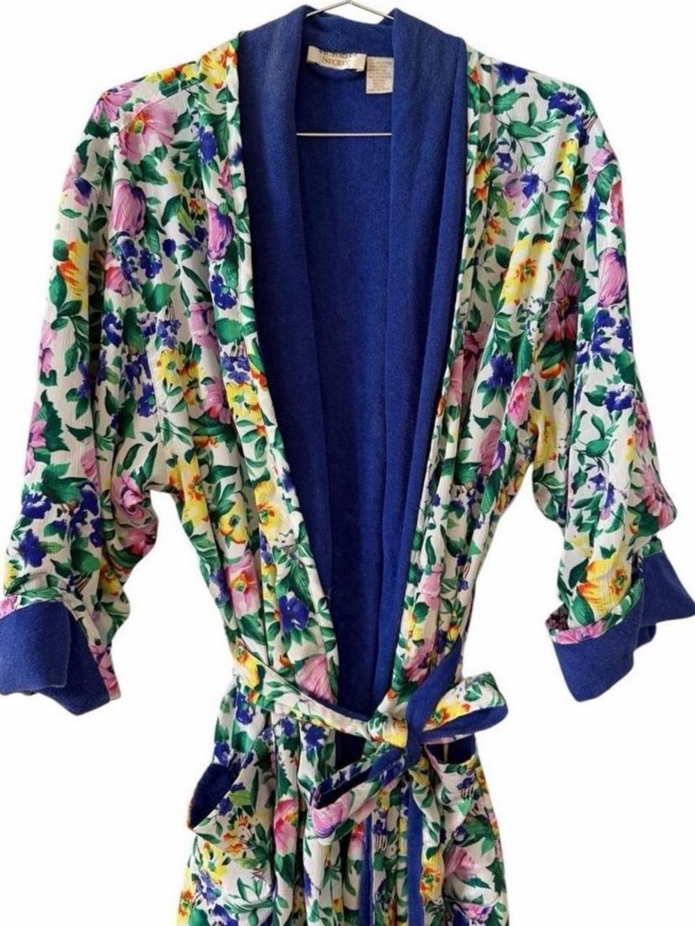 Vintage 90s Victorias Secret Gold Label Terry Lined Robe One Size Floral Cottage